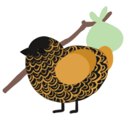 A sable and orange chicken with a double-lace pattern