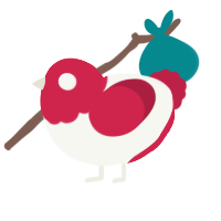 A white and crimson chicken with a head pattern