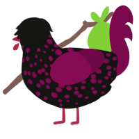 Licorice, a black and wine chicken with a speckle pattern