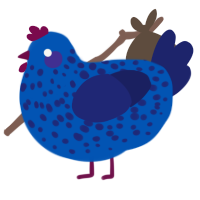 A ultramarine and navy chicken with a speckle pattern