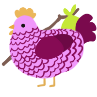 A lavender and wine chicken with a lace pattern