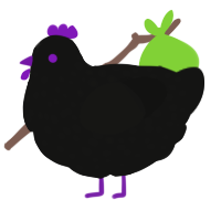 A black chicken with a speckle pattern
