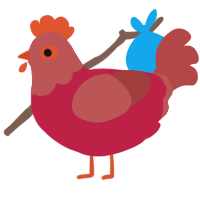 A crimson and red chicken with a head pattern