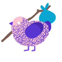 A rose and indigo chicken with a double-lace pattern
