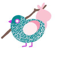 A teal and rose chicken with a double-lace pattern