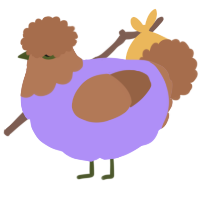 A lilac and brown chicken with a head pattern