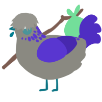 A ash and indigo chicken with a neck-speckle pattern