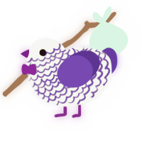 A silver and indigo chicken with a lace pattern