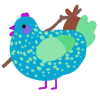 A cerulean and spring chicken with a speckle pattern