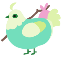 A mint and apple chicken with a head pattern