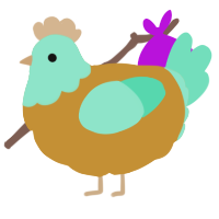 A gold and mint chicken with a head pattern