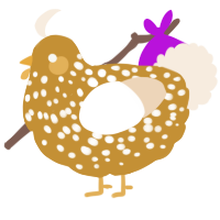 A gold and cream chicken with a speckle pattern
