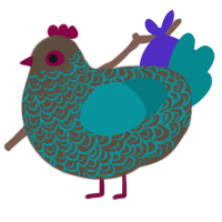 A bark and teal chicken with a double-lace pattern