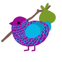 A plum and cerulean chicken with a lace pattern