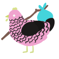 A pink and sable chicken with a lace pattern