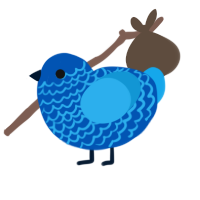A ultramarine and sky chicken with a lace pattern