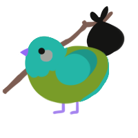 A chartreuse and turquoise chicken with a head pattern