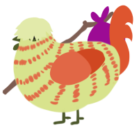 A lemon and vermilion chicken with a bar pattern