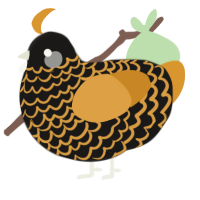 A sable and orange chicken with a lace pattern