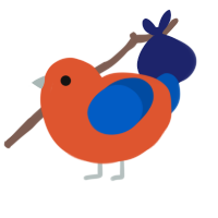 A vermilion and ultramarine chicken