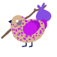A beige and amethyst chicken with a speckle pattern