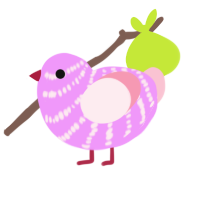 A lavender and rose chicken with a bar pattern