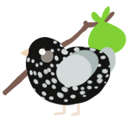 A black and silver chicken with a speckle pattern