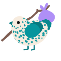 A cream and teal chicken with a speckle pattern