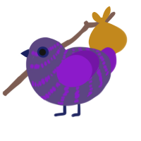 A overcast and violet chicken with a bar pattern