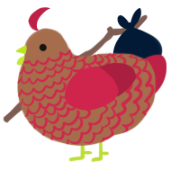 A brown and crimson chicken with a lace pattern