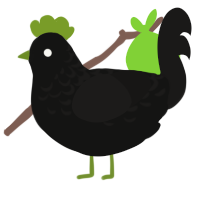 A black and sable chicken with a half-lace pattern