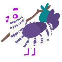 A white and overcast chicken with a bar pattern