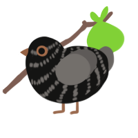 A black and grey chicken with a bar pattern