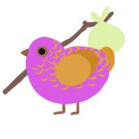 A orchid and orange chicken with a half-lace pattern