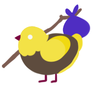 A bark and yellow chicken with a head pattern