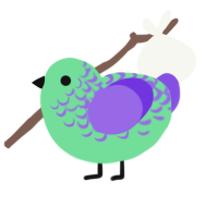 A spring and blurple chicken with a half-lace pattern