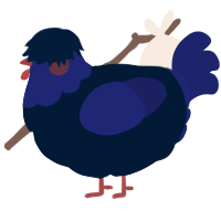 A tumblr and navy chicken with a head pattern