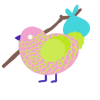 A pink and lime chicken with a lace pattern