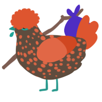 A bark and vermilion chicken with a speckle pattern