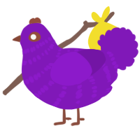 A violet chicken with a bar pattern