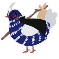 Jonker, a navy and mist chicken with a bar pattern