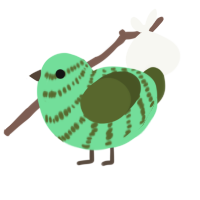 A spring and olive chicken with a bar pattern