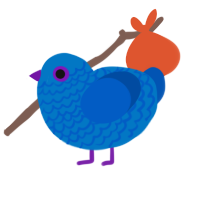 A sapphire and ultramarine chicken with a lace pattern