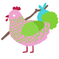 A pink and grass chicken with a lace pattern