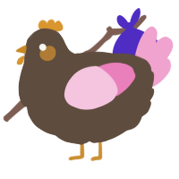 A bark and pink chicken