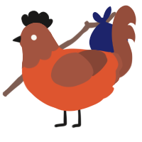 A vermilion and russet chicken with a head pattern