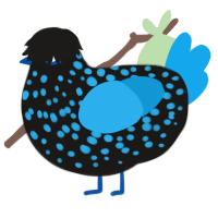 A sable and sky chicken with a speckle pattern