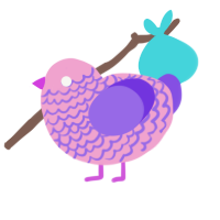 A pink and blurple chicken with a lace pattern