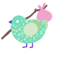 A mint and gluppy chicken with a speckle pattern