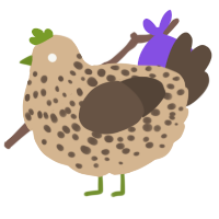A beige and bark chicken with a speckle pattern